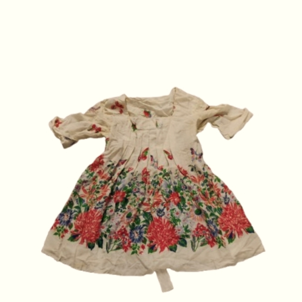 Vintage 1970s Butterfly Square Neckline Cropped Sleeves Tunic